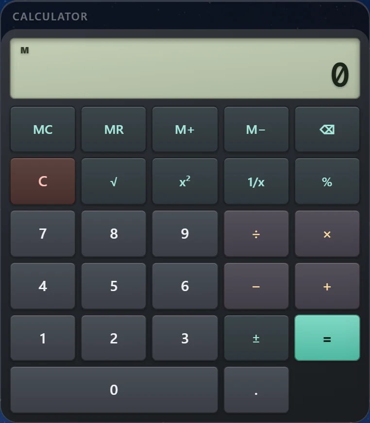 The Calculator card in Portara