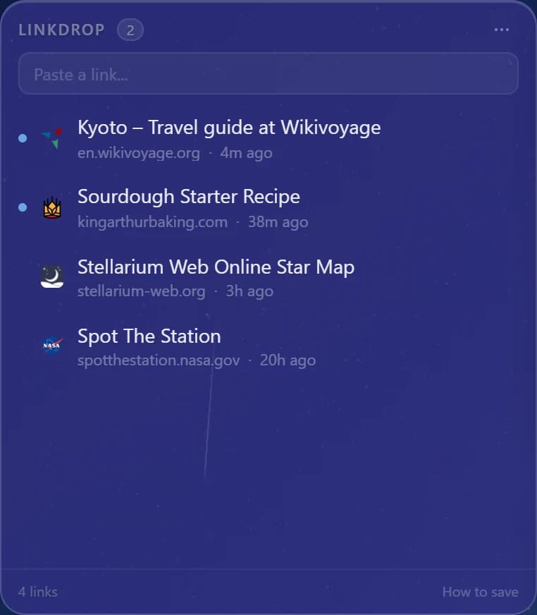 The LinkDrop card in Portara