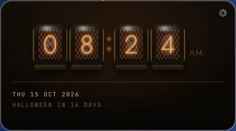 The Clock & Calendar card in Portara