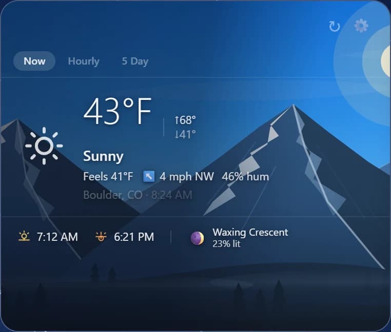 The Weather card in Portara