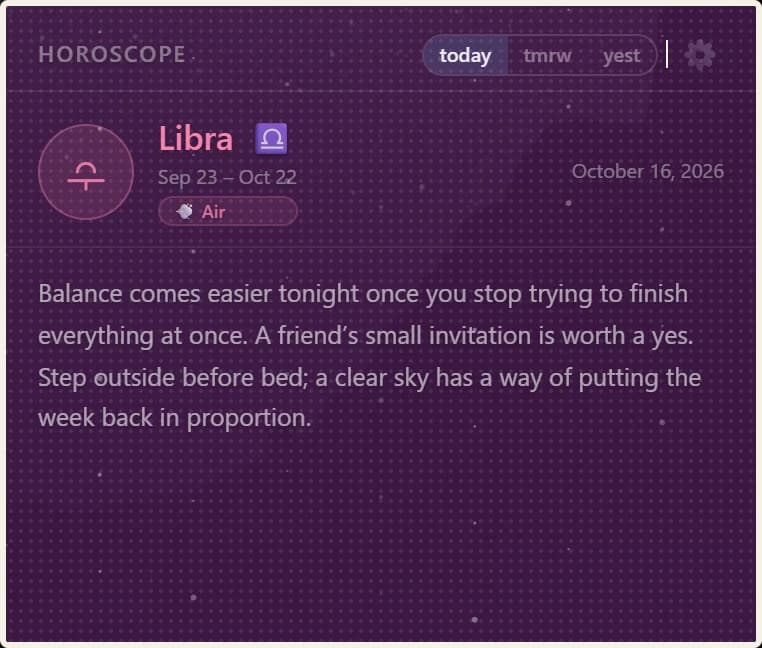 The Horoscope card in Portara